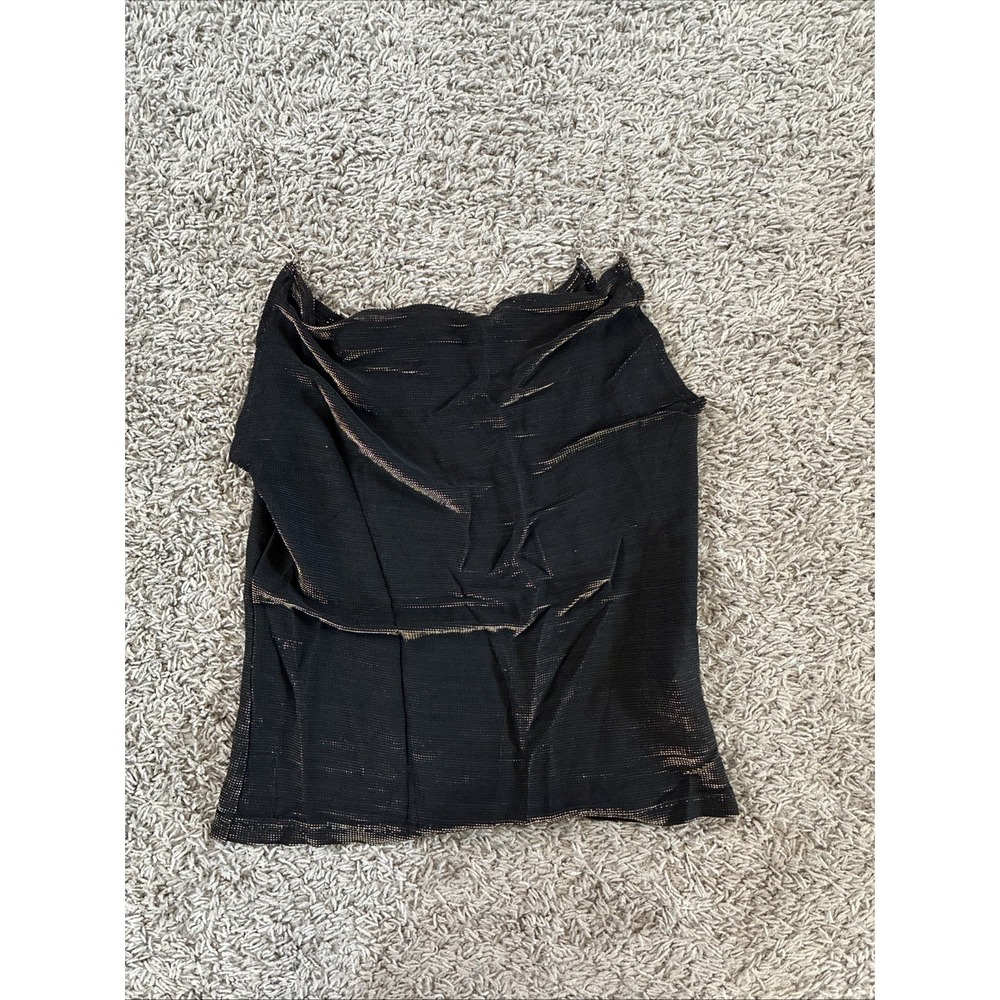 Etam Womens Metallic Cami Top Black Gold Small Shoulder Silver